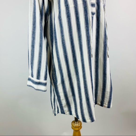 Madewell Striped Lace Up Linen Blend Shirt Dress S - Picture 6 of 12